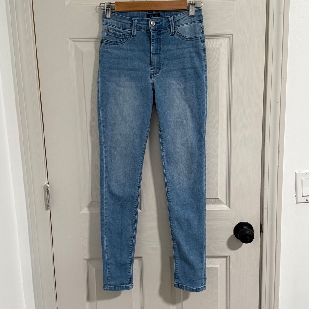 Curve Appeal Skinny Jeans Women 4/27 Blue High Rise Stretch Denim Casual